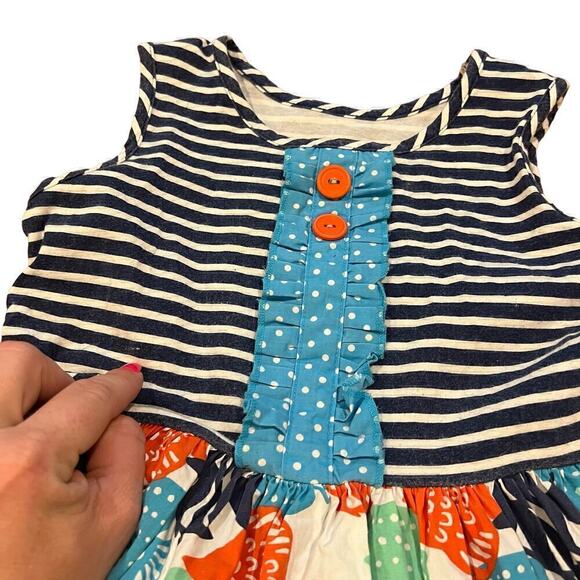 Eleanor Rose Rhonda Dress Size 6-7 Ruffle Knit Top Fish Casual Comfy Boutique - Picture 3 of 5